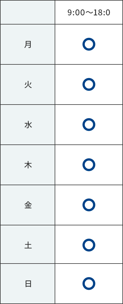 午前、9:00~12:00。午後、16:00~19:00。